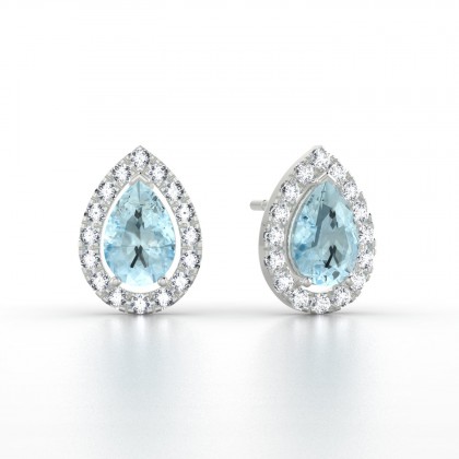 Barbara Boucles d'oreilles Aigue-marine en Or blanc 18k