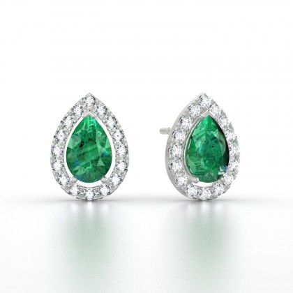 Barbara Boucles d'oreilles Emeraude en Or blanc 18k