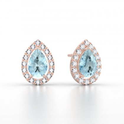 Barbara Boucles d'oreilles Aigue-marine en Or rose 18k