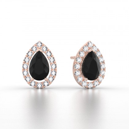 Barbara Boucles d'oreilles Diamant noir en Or rose 18k