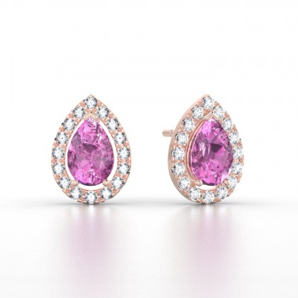 Barbara Boucles d'oreilles Saphir rose en Or rose 18k