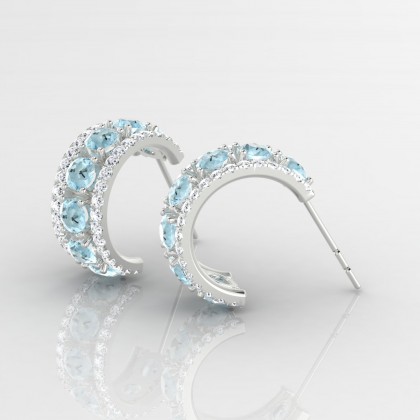 Barbarina Boucles d'oreilles Aigue-marine en Argent 925