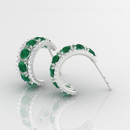 Barbarina Boucles d'oreilles Emeraude en Argent 925