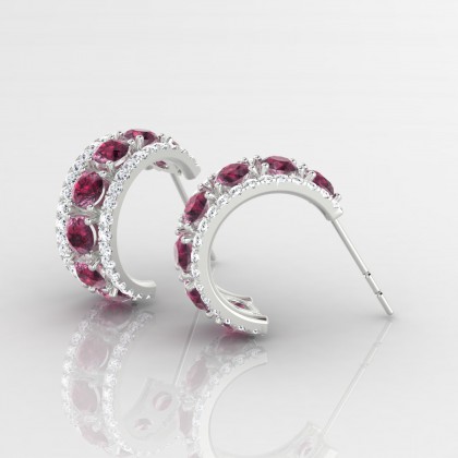 Barbarina Boucles d'oreilles Grenat en Argent 925