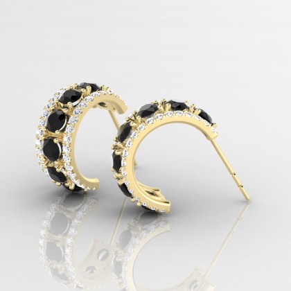 Barbarina Boucles d'oreilles Diamant noir en Or jaune 18k