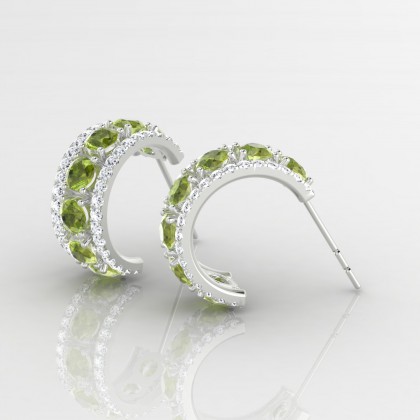 Barbarina Boucles d'oreilles Péridot en Or blanc 18k