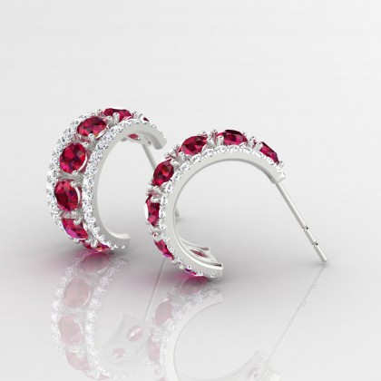 Barbarina Boucles d'oreilles Rubis en Or blanc 18k