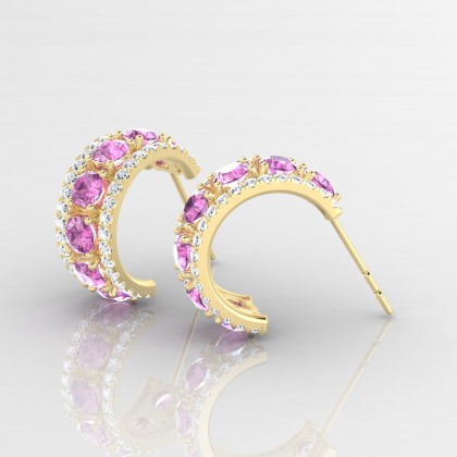 Barbarina Boucles d'oreilles Saphir rose en Or jaune 18k