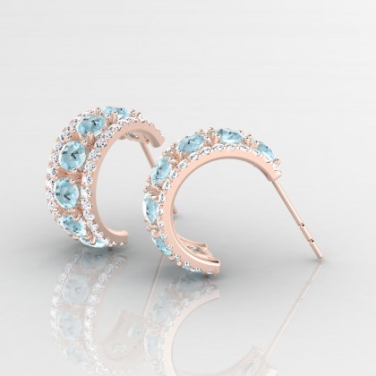 Barbarina Boucles d'oreilles Aigue-marine en Or rose 18k