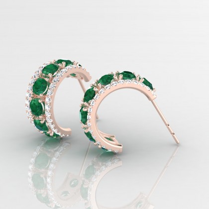 Barbarina Boucles d'oreilles Emeraude en Or rose 18k