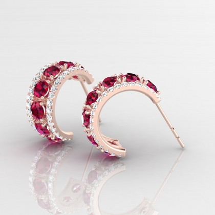 Barbarina Boucles d'oreilles Rubis en Or rose 18k