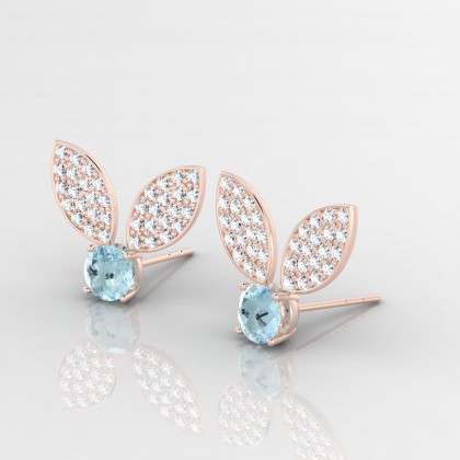 Bunny Boucles d'oreilles Aigue-marine en Or rose 18k