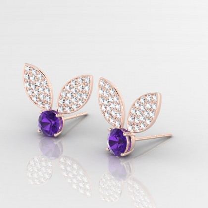 Bunny Boucles d'oreilles Améthyste en Or rose 18k