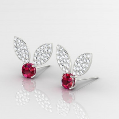 Bunny Boucles d'oreilles Rubis en Or blanc 18k