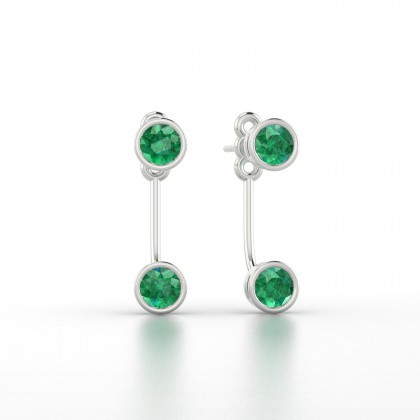 Calliope Boucles d'oreilles Emeraude en Or blanc 18k