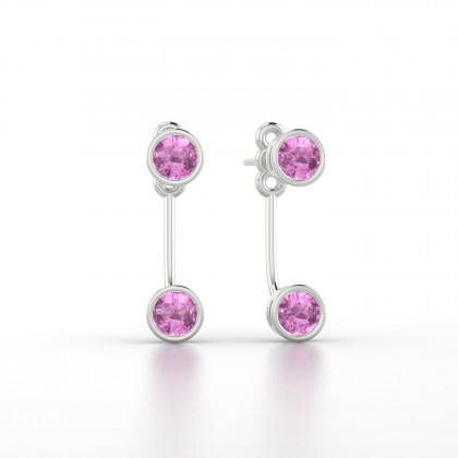 Calliope Boucles d'oreilles Saphir rose en Or blanc 18k