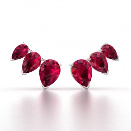 Calypso Boucles d'oreilles Rubis en Argent 925