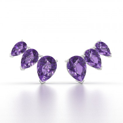 Calypso Boucles d'oreilles Améthyste en Or blanc 18k