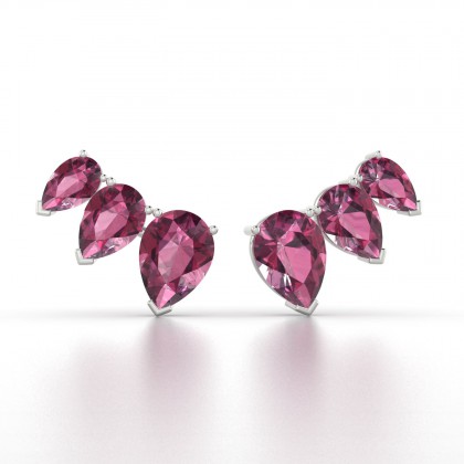 Calypso Boucles d'oreilles Grenat en Or blanc 18k