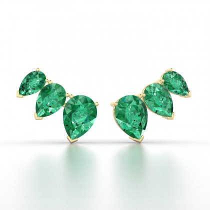 Calypso Boucles d'oreilles Emeraude en Or jaune 18k