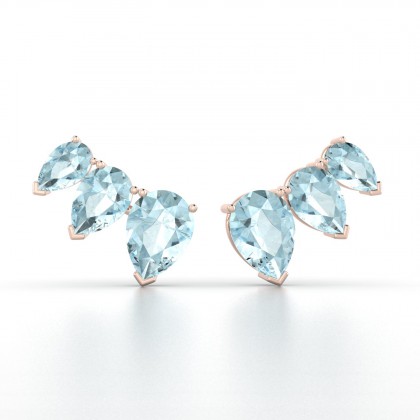 Calypso Boucles d'oreilles Aigue-marine en Or rose 18k