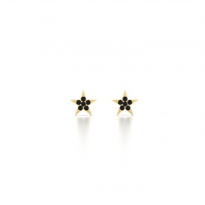 Capella Boucles d'oreilles Diamant noir en Or jaune 18k
