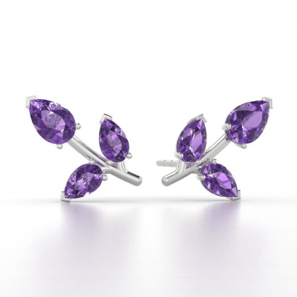 Chloris Boucles d'oreilles Améthyste en Argent 925