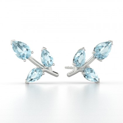Chloris Boucles d'oreilles Aigue-marine en Or blanc 18k