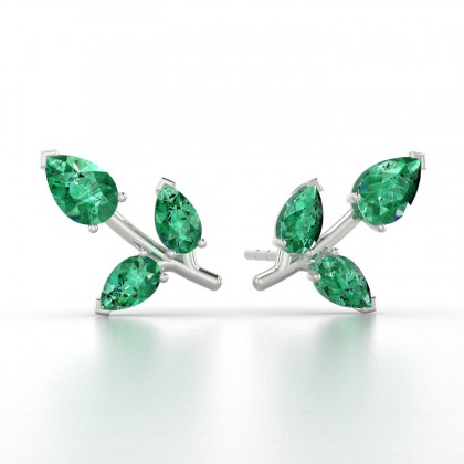 Chloris Boucles d'oreilles Emeraude en Or blanc 18k