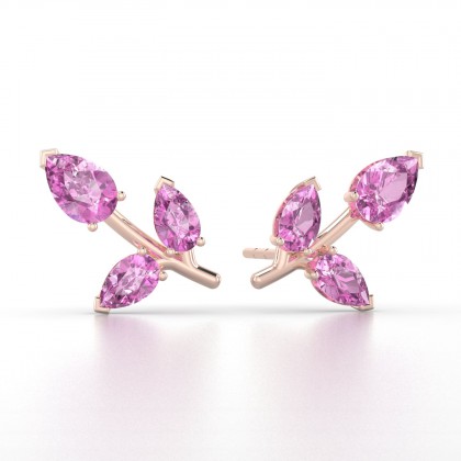 Chloris Boucles d'oreilles Saphir rose en Or rose 18k