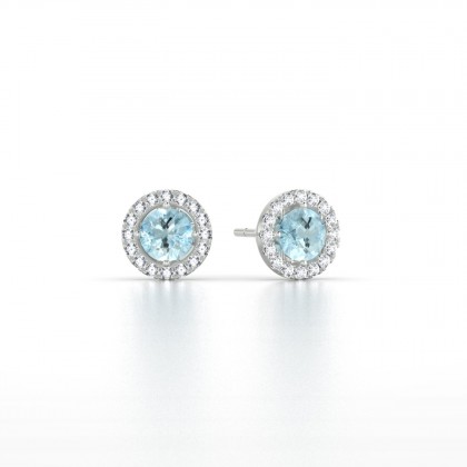 Cléa Boucles d'oreilles Aigue-marine en Argent 925