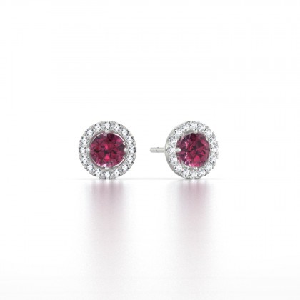 Cléa Boucles d'oreilles Grenat en Or blanc 18k