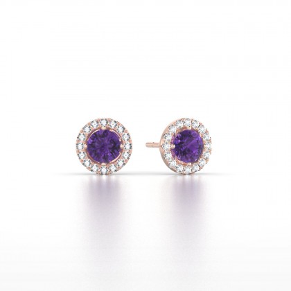 Cléa Boucles d'oreilles Améthyste en Or rose 18k