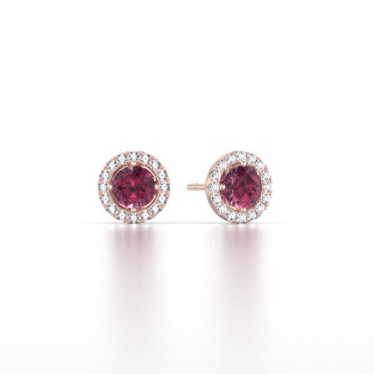 Cléa Boucles d'oreilles Grenat en Or rose 18k