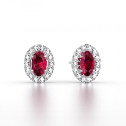 Clothilde Puce Boucles d'oreilles Rubis en Argent 925