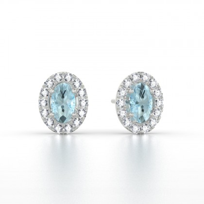 Clothilde Puce Boucles d'oreilles Aigue-marine en Or blanc 18k