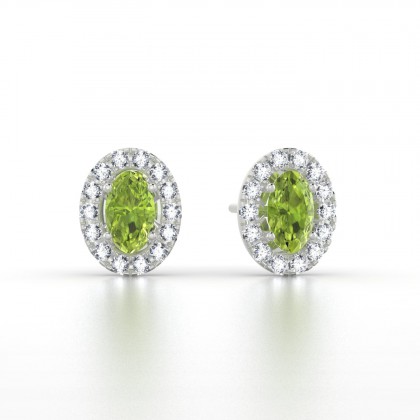Clothilde Puce Boucles d'oreilles Péridot en Or blanc 18k
