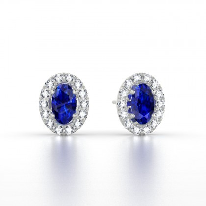 Clothilde Puce Boucles d'oreilles Saphir en Or blanc 18k