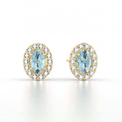 Clothilde Puce Boucles d'oreilles Aigue-marine en Or jaune 18k