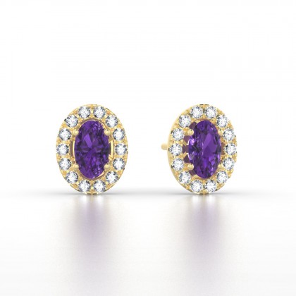 Clothilde Puce Boucles d'oreilles Améthyste en Or jaune 18k