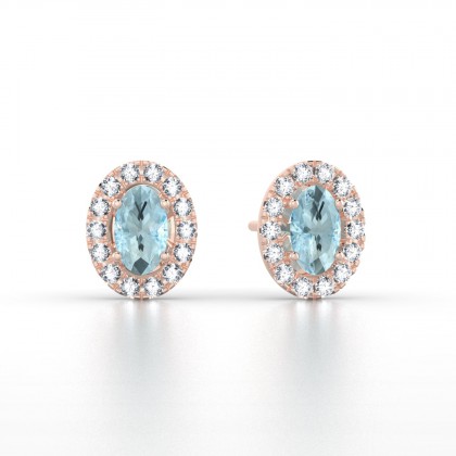 Clothilde Puce Boucles d'oreilles Aigue-marine en Or rose 18k