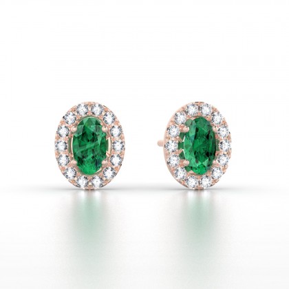 Clothilde Puce Boucles d'oreilles Emeraude en Or rose 18k
