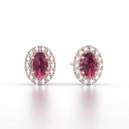 Clothilde Puce Boucles d'oreilles Grenat en Or rose 18k