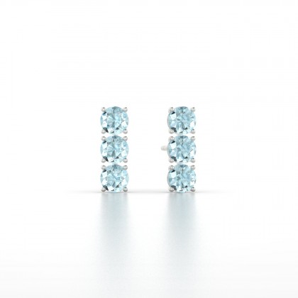 Clymène Boucles d'oreilles Aigue-marine en Argent 925