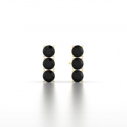 Clymène Boucles d'oreilles Diamant noir en Or jaune 18k