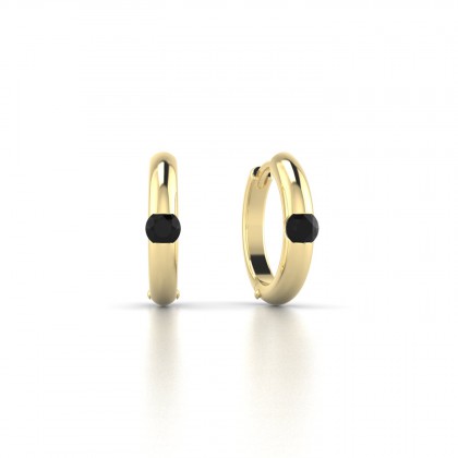 Effrontée Boucles d'oreilles Diamant noir en Or jaune 18k