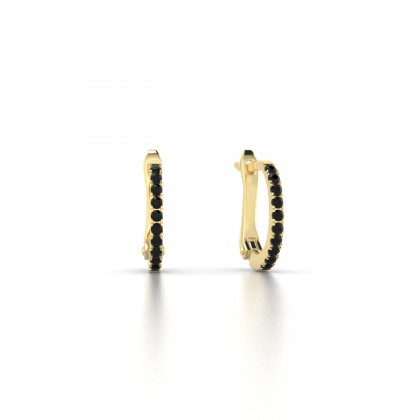 Jolie Boucles d'oreilles Diamant noir en Or jaune 18k