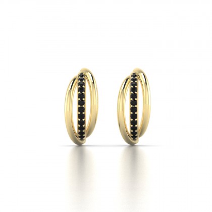 Vienna Boucles d'oreilles Diamant noir en Or jaune 18k