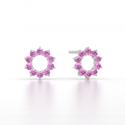 Dakota Boucles d'oreilles Saphir rose 0,24 carat en Or blanc 18k