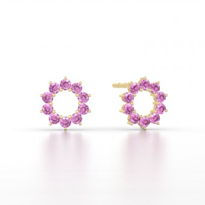 Dakota Boucles d'oreilles Saphir rose 0,24 carat en Or jaune 18k